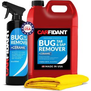 imageCarfidant Bug Remover for Cars Exterior with Ceramic Coating  Easily and Safely Clean Bug Splatter Bird Poop  18oz with Microfiber Towel  Gallon