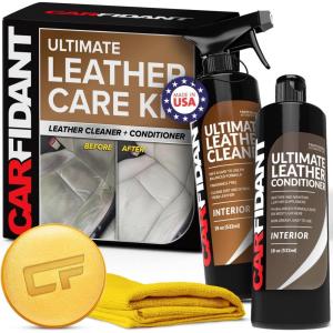 imageCarfidant Leather Cleaner ampamp Conditioner Kit  Car Seat Couch Sofa Shoes Bags Furniture  Restores ampamp Protects  Includes Cleaning Pad ampamp Microfiber Towel  pH Balanced Leather CareLeather Cleaner  Conditiner