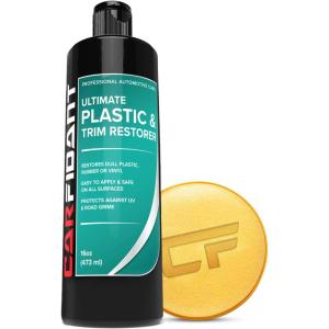 imageCarfidant Tire Shine Spray  Black Satin Finish  Premium Car Tire Dressing  Long Lasting  No Sling No Grease Formula with UV Protection  18 fl Oz with Applicator PadPlastic Restorer  16 oz